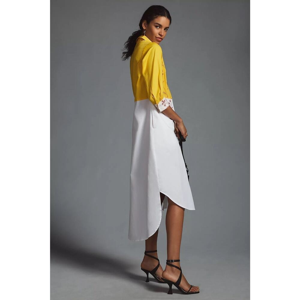 NWT❤️Samant Chauhan Embroidered Colorblock Shirt Dress szL - Picture 7 of 9